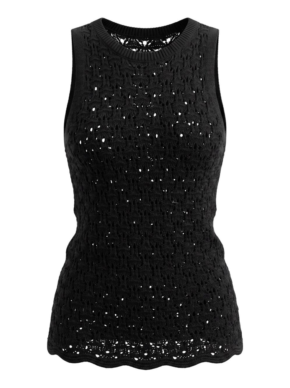 Roxy Women’s L Y2K black crochet Knit tank scoop boho beach surf